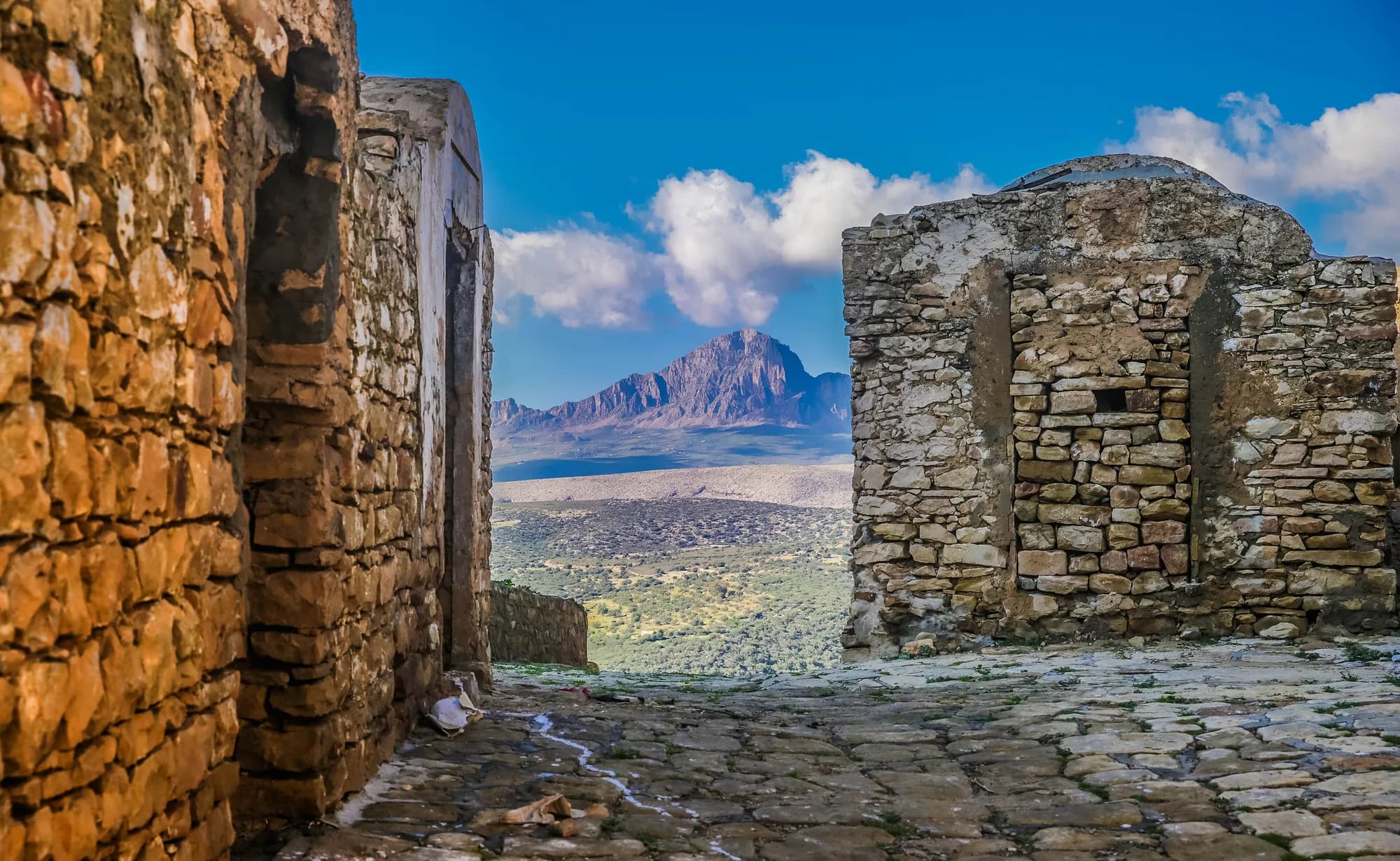 Stone houses of the abandoned village of Zriba Olia